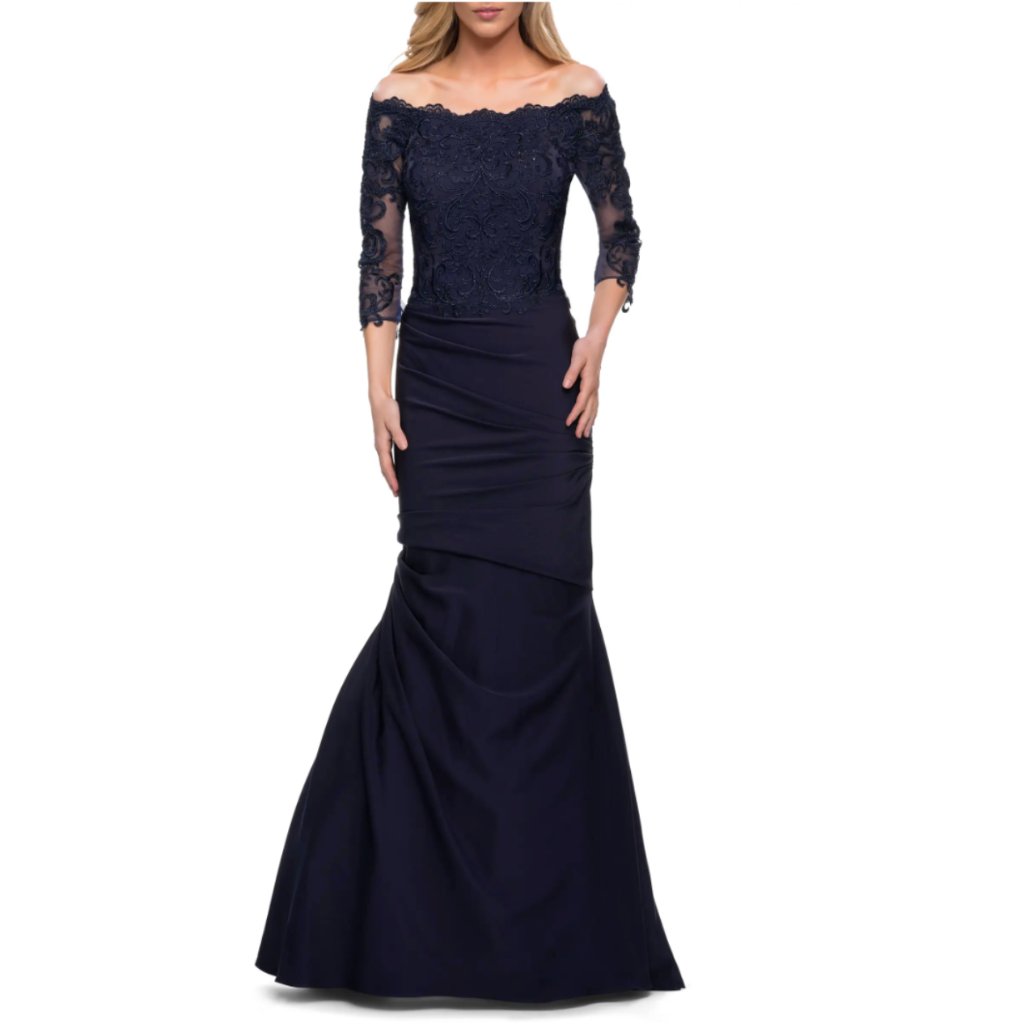 La Femme Women's Lace Bodice Mermaid Ball Gown/Dress Size 6 - Navy Blue Nwt $619
